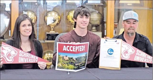 MELINDA FOSTER PHOTOS.            Ty Stock, a Rosebud-Lott senior, signed a letter-of-intent to run cross-country for Schreiner University in Kerrville. He will pursue a degree in engineering. Stock is in the top 10 percent of his class. He is the son of Jason and Misty Stock of Westphalia.  