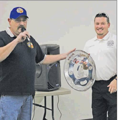 The Falls County Volunteer Firefighters Association recently presented Jay Shults with its Firefighter of the Year Award.            Contributed photo.