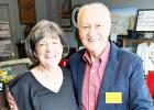 Cousins Nan Hensel Bailey and Les Heugatter at Preservation Rosebud’s Golden Years reception. Photo by Fran Heugatter
