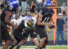 Chilton quarterback Marneko Thomas, Jr. (11) gets ready to toss the ball to runnlngback Dha’Corian Evans (15), during the Pirates 14-0 shutout win against district opponent Goldthwaite, last Friday night home. Photo Courtesy of Chilton ISD Facebook page