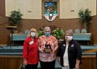 Pictured at First Baptist Church, Rosebud from Left to Right, Cathy Barth, Mid-Texas Area Logistics Coordinator, Receiving the award, Linda Thrasher, Drop-off Coordinator, First Baptist Church, Rosebud, Tx., Cathy Scribner, Mid-Texas Area Coordinator 